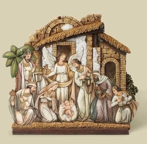 12" Nativity W-Angel, Facade Set of 2