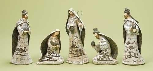 5pc St 7.75" Nativity Engraved
