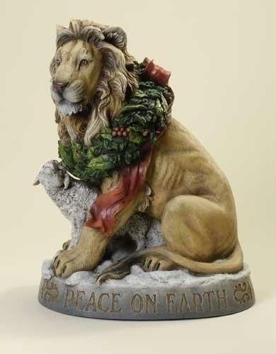 19.25" Lion & Lamb Statuary