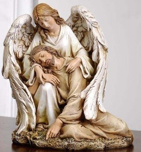 7" Angel Comforting Christ Fig Set of 2