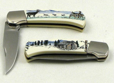 Scrimshaw by Sabre Deer Pocket Knife