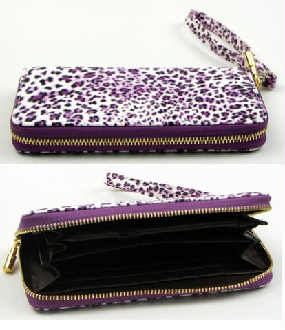 Purple Animal Print Zipper Wallet