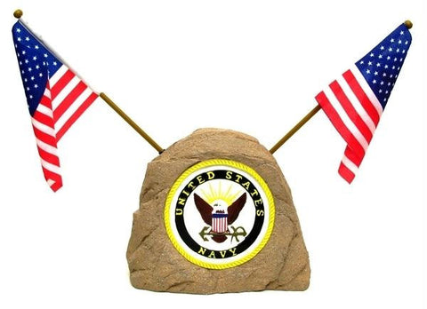 Navy Crest Stone with Flags