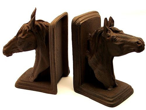 Cast Iron Rust Horse Head Bookends