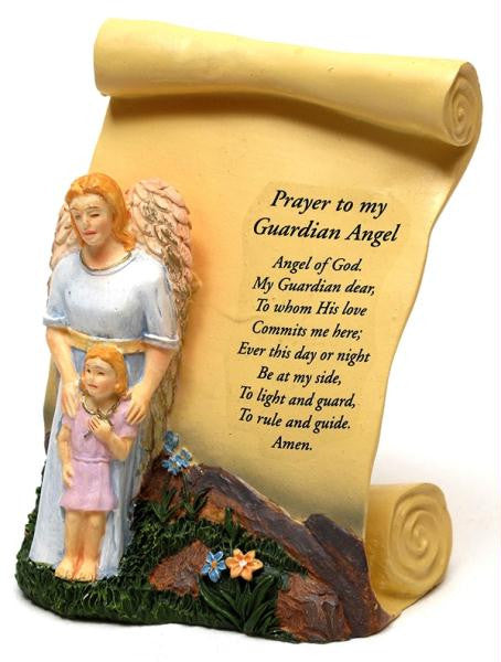 Guardian Angel w Girl Scroll Plaque