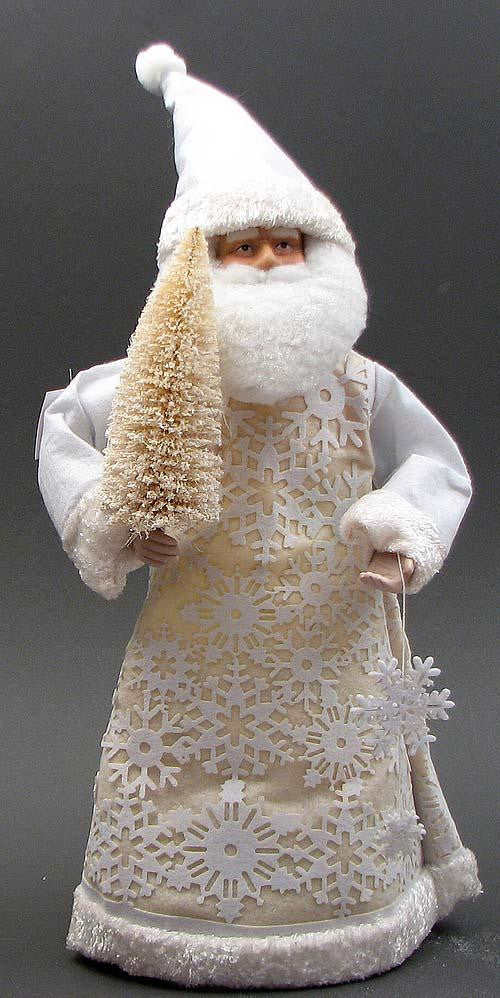 White Santa 17" Tree Topper w-Led