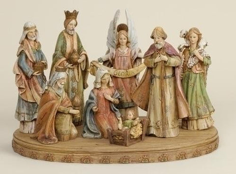 8pc St 12-In Wood-Lk Nativity