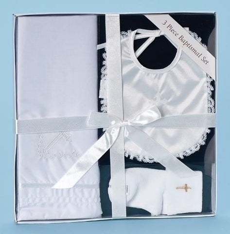 3pc Baptism Gift Set W-Bib- Set of 2