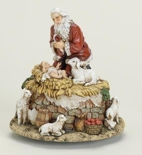 Mus 5.75"Kneelng Santa W-Jesus Set of 2