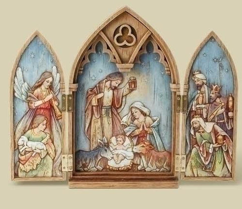 11.25"Wood Look Triptych Holy
