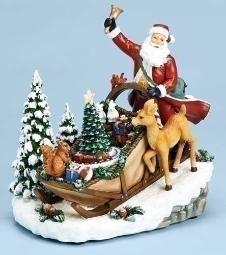 Mus 8" Santa In Sleigh Figure