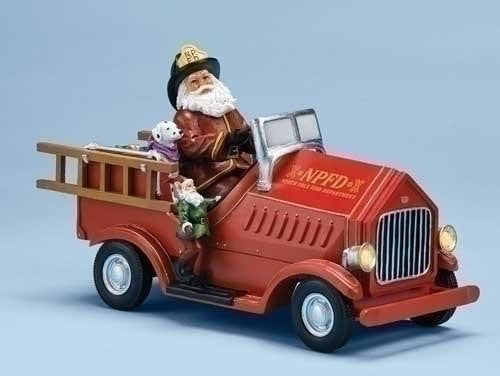 Mus 11"Lighted Firetrk W-Santa