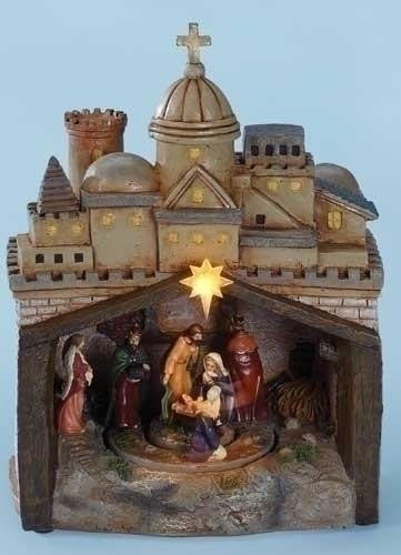 9" Mus Led Rotating Nativity