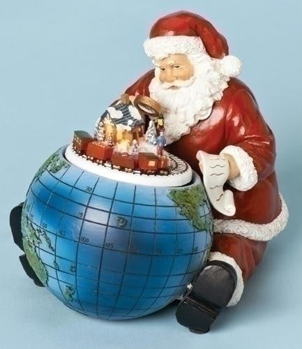 Mus 5"H Santa W-Globe Ltd Set of 2