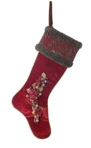 26" Xmas Stocking W-Grapes Set of 2