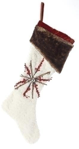 26" White Fur Santa Stocking Set of 2