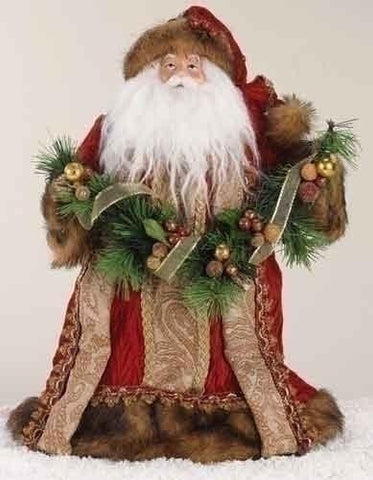 14" Santa Burgundy Tree Topper Set of 2