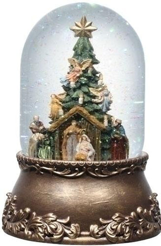 8" Mus Gltdome Nativity W-Tree Set of 2