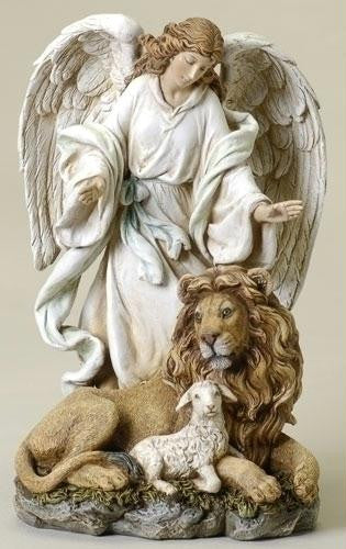 9.5" Angel W-Lion & Lamb Fig Set of 2