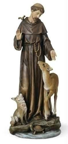 13.75" St Francis W-Deer Fig Set of 2