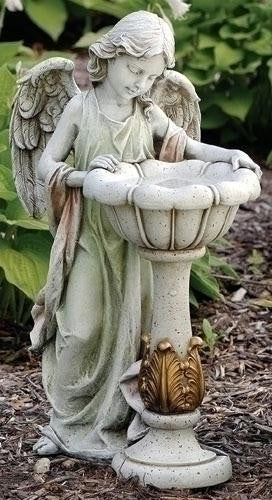 23"Girl Angel W-Solar Birdbath