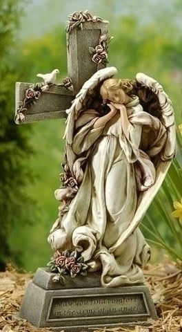 14.75" Angel W-Cross Memorial Set of 2