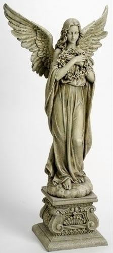 48"Angel Holding Wreath Fig