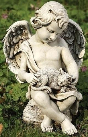 12" Cherub With Kitten