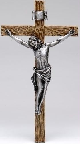 20" Antiqued Silver Crucifix