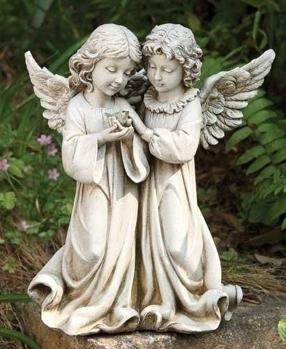 12.25"H  Angels With Bird Set of 2