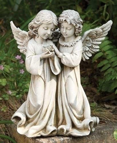 12.25"H  Angels With Bird Set of 2