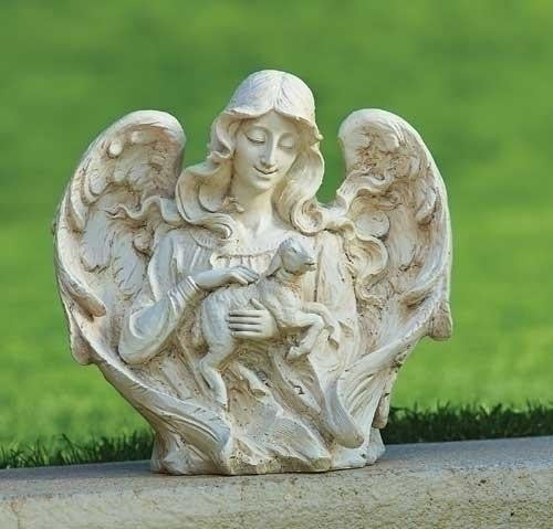 12" Angel With Lamb Garden Set of 2