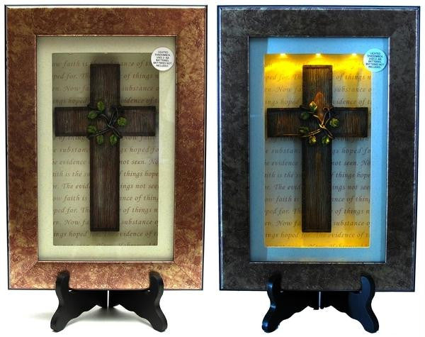 Spiritual Harvest Vine Cross Lighted Shadow Box