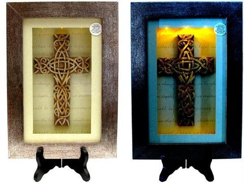Spiritual Harvest Celtic Cross Lighted Shadow Box
