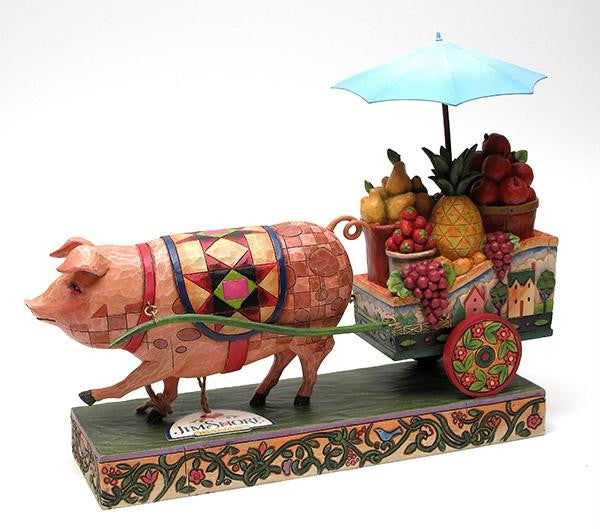 Jim Shore Pig Pulling Cart