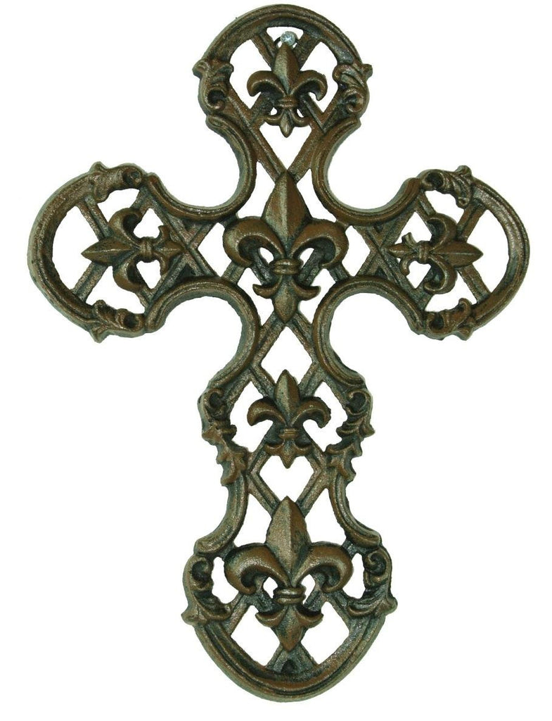 Cast Iron Fleur De Lis Cross