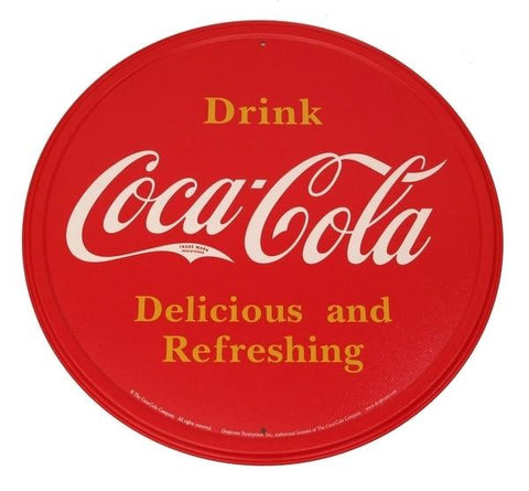 Tin Sign Coke Button Logo