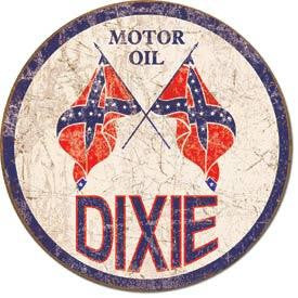 Tin Sign Dixie Gas - Weathered Round