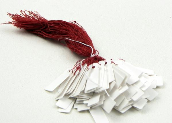 Small White Jewelry Tag Burgandy String